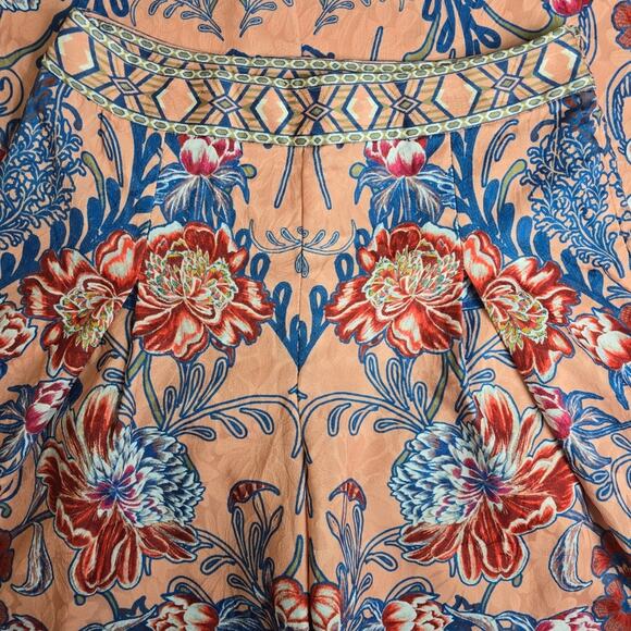 Champagne & Strawberry‎ Brocade Palazzo Pants High Waist Floral Size L - Picture 3 of 11